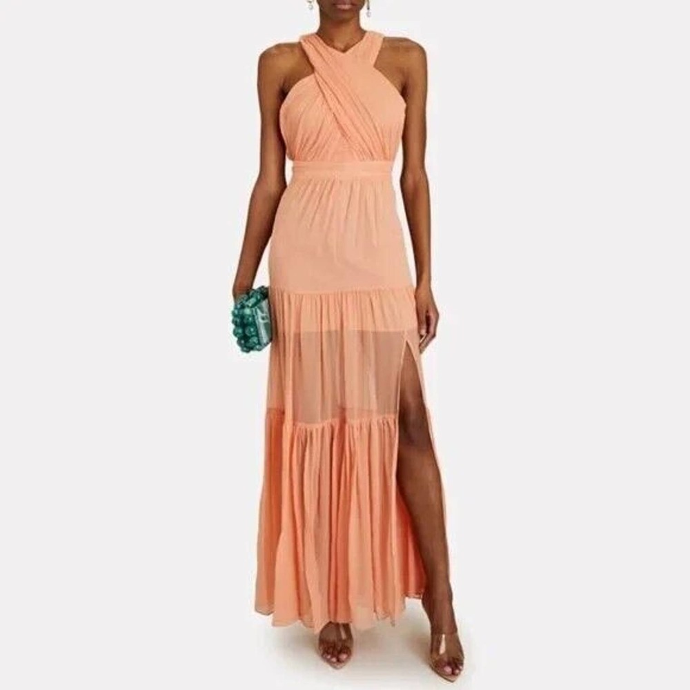 NWD Veronica Beard Florencia Sleeveless Silk Maxi Dress Size 8 Bright Coral